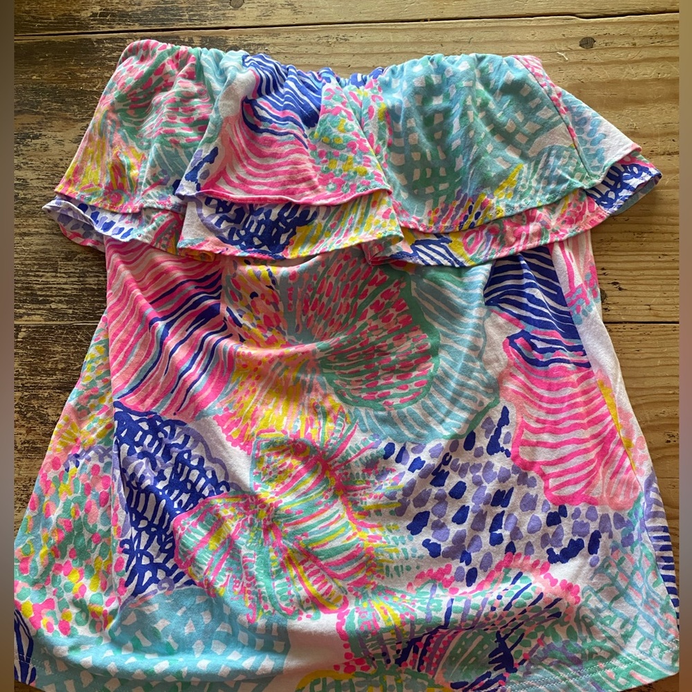 Lilly Pulitzer Wiley Rilo Ruffle Tube Top SMALL strapless top